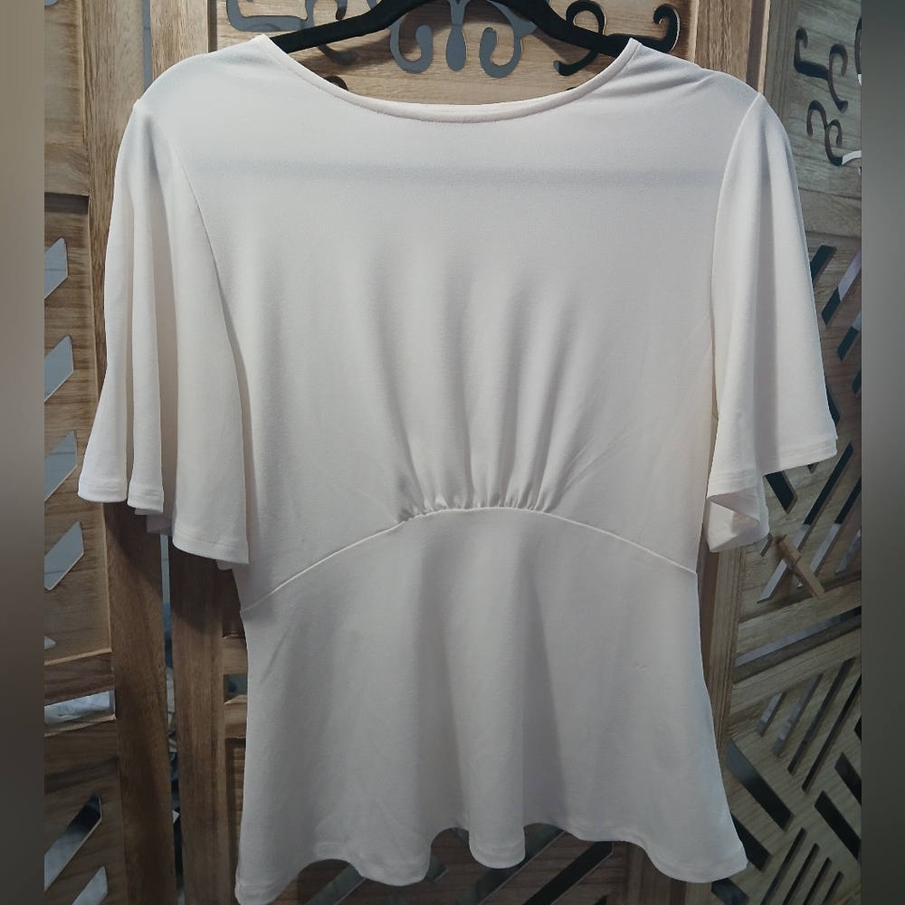 Banana Republic Cream Flutter Sleeve Shirt